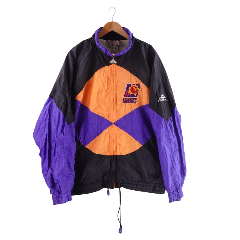 Vintage 80s Phoenix Suns Apex One Windbreaker Mens XL Black‎ Purple Orange NBA